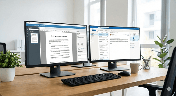 Documentmanagement op orde: overzichtelijke documenten en workflows op twee schermen